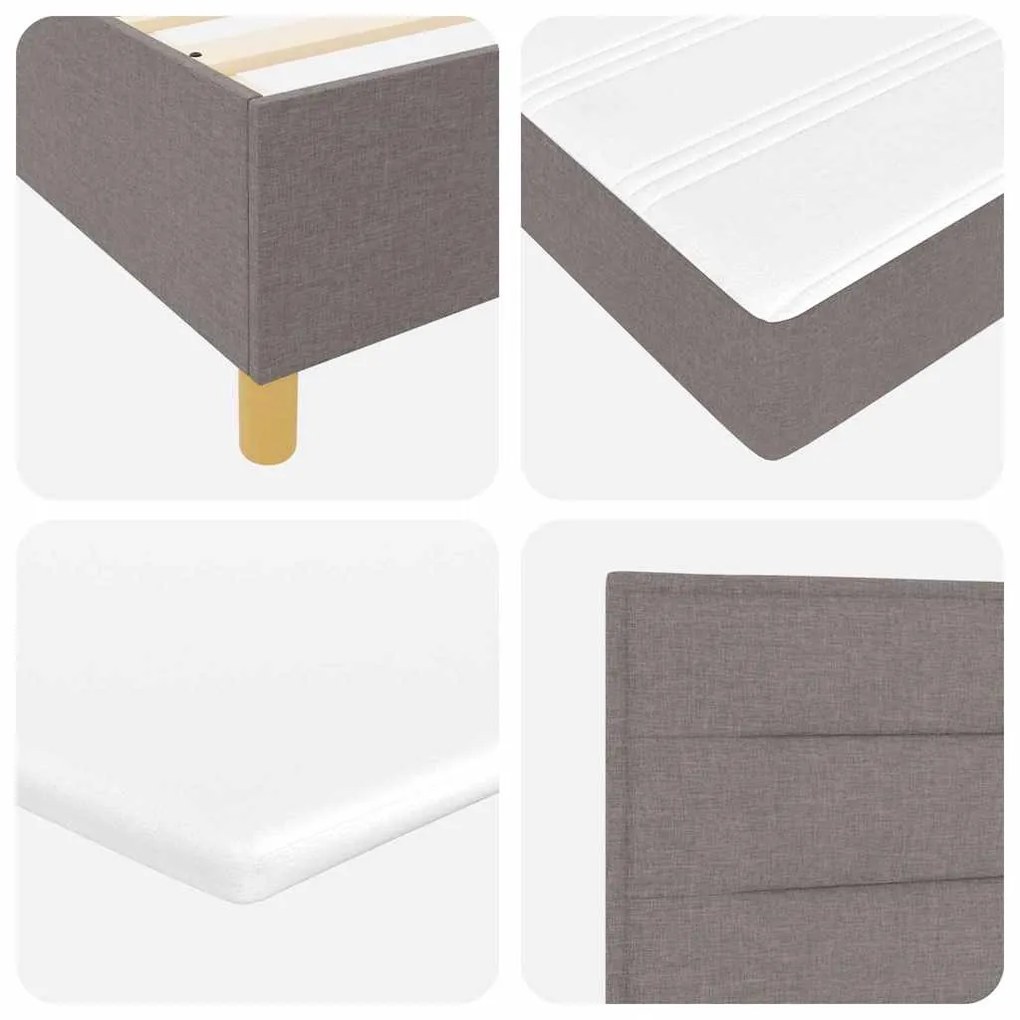 Cama Box Spring com Colchão &amp; LED Taupe 120x190 cm Tecido