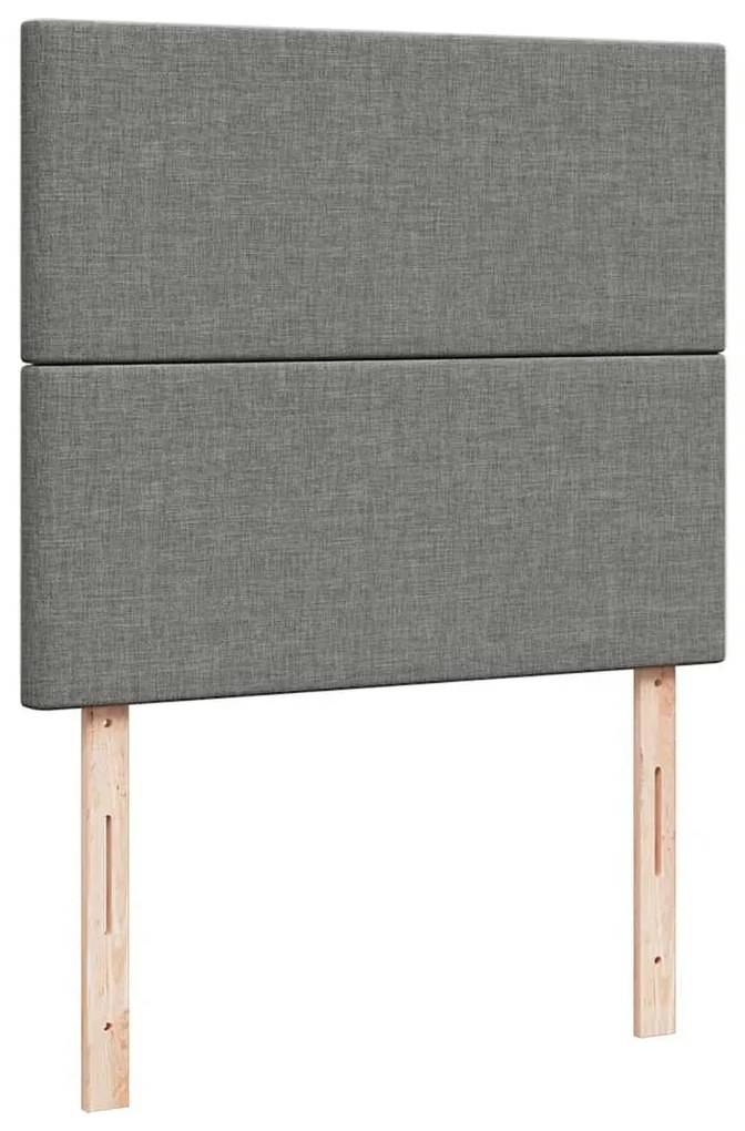 Cama box spring c/ colchão e LED 120x190 cm tecido cinza-escuro