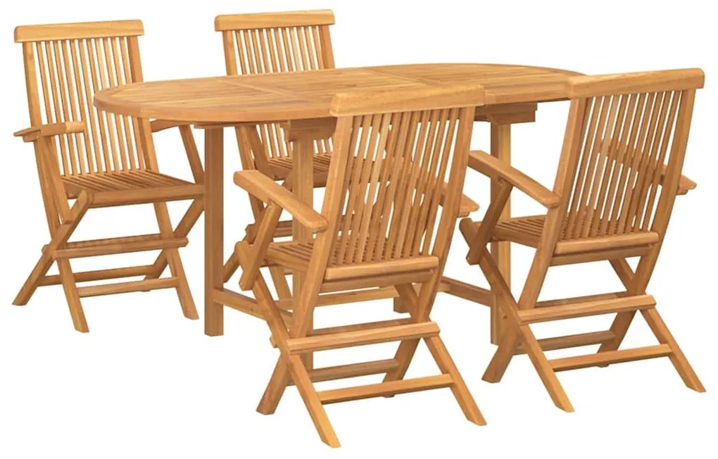 Conjunto de Jantar de Jardim vidaXL com 5 Peças em Madeira de Teca Sól