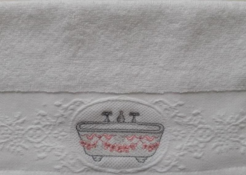 30x30 cm - 1 toalha bordada 100% algodão 500 gr./m2: Banheira