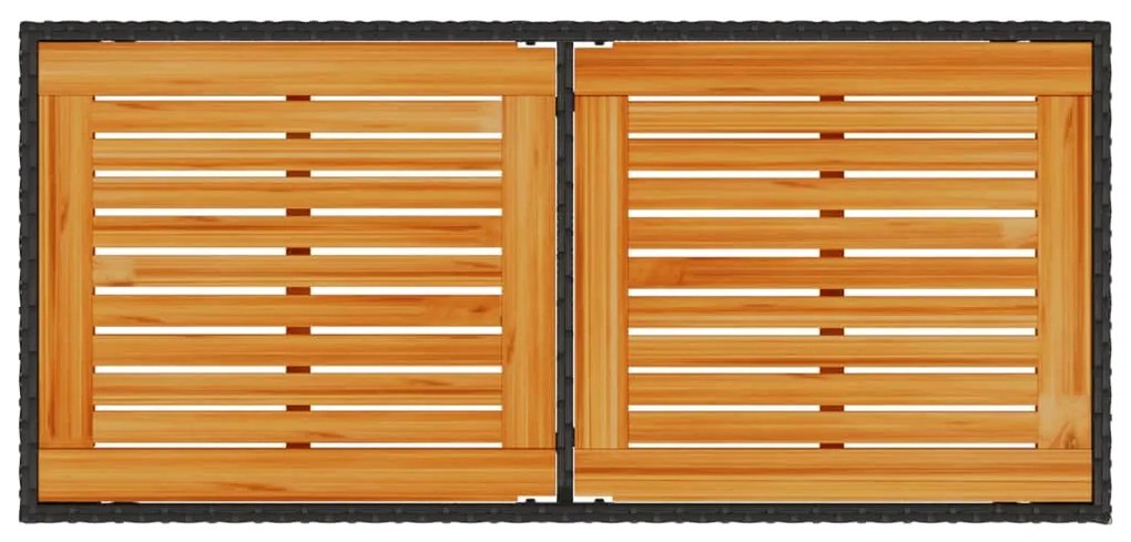 Mesa de jardim com tampo em acácia 115x54x74 cm vime PE preto