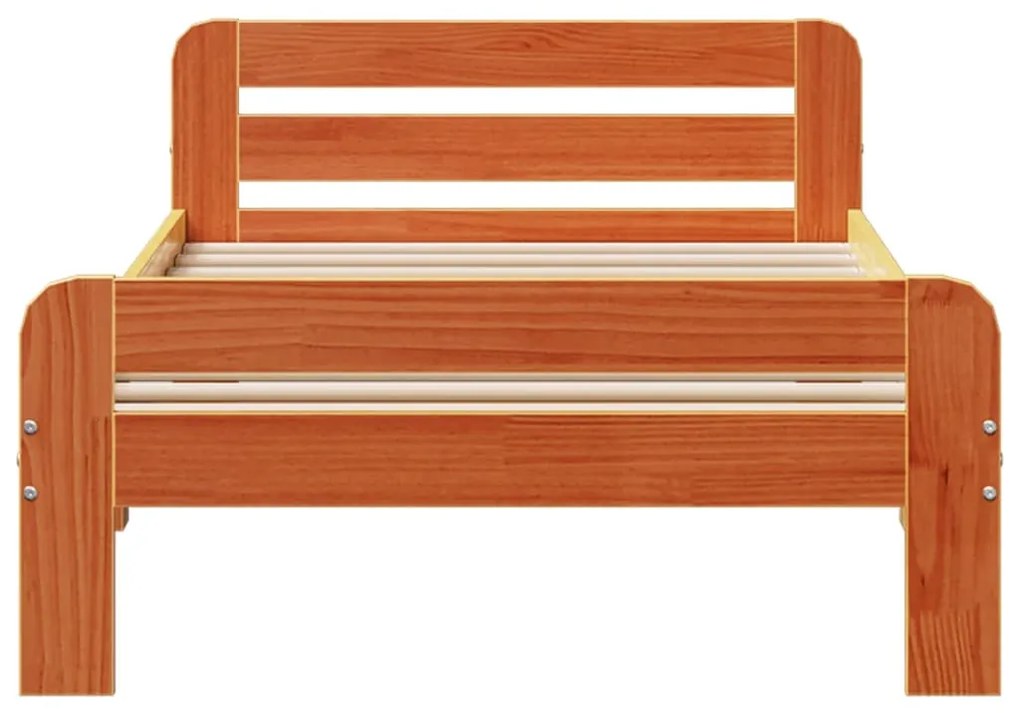 Cama sem colchão 100x200 cm pinho maciço castanho-mel