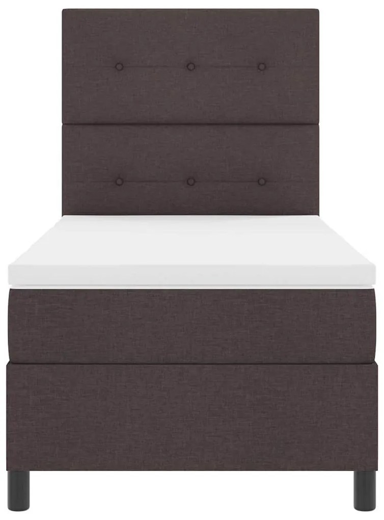 Cama Box Spring com Colchão Castanho Escuro 90x200 cm Tecido