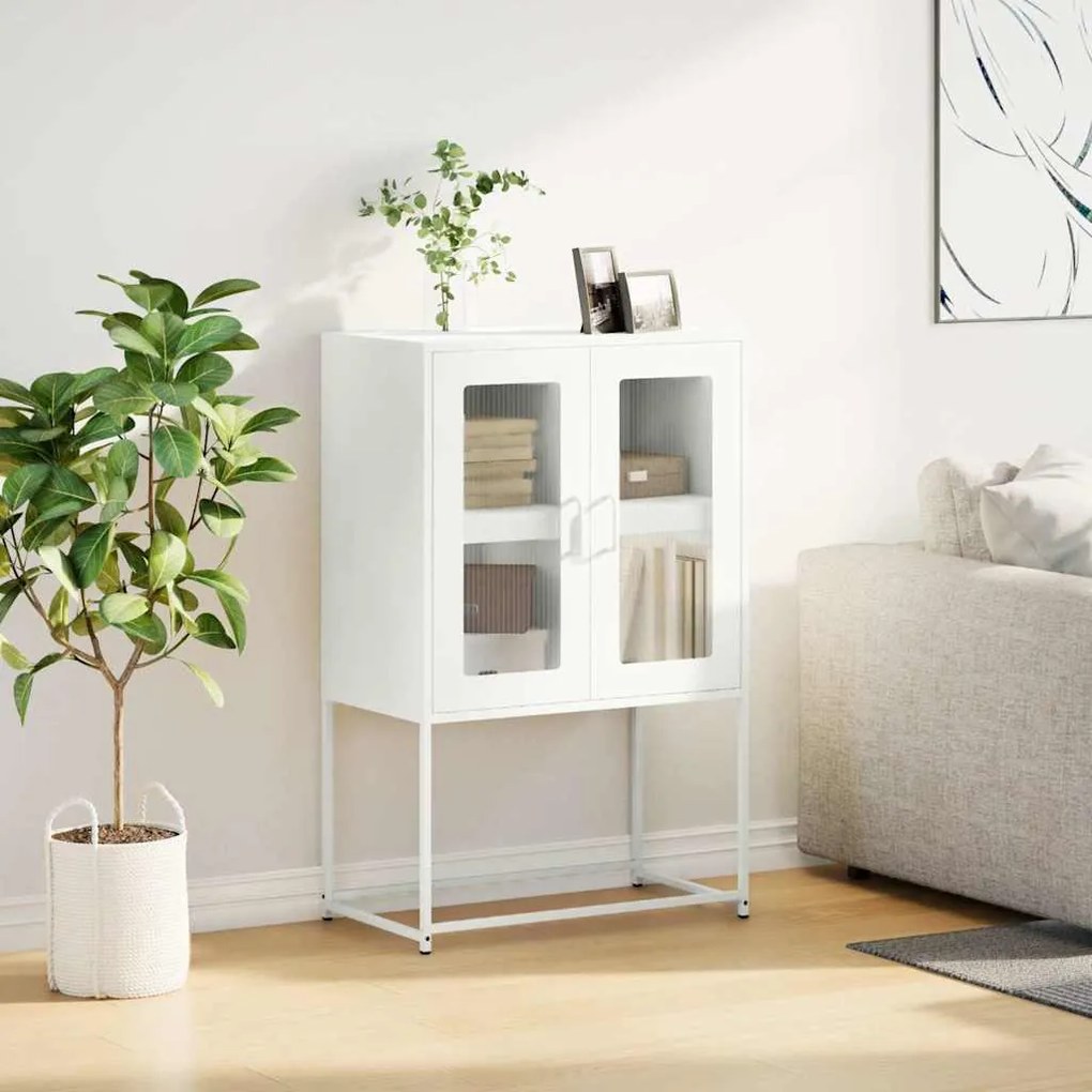 Aparador alto 68x39x107 cm aço branco