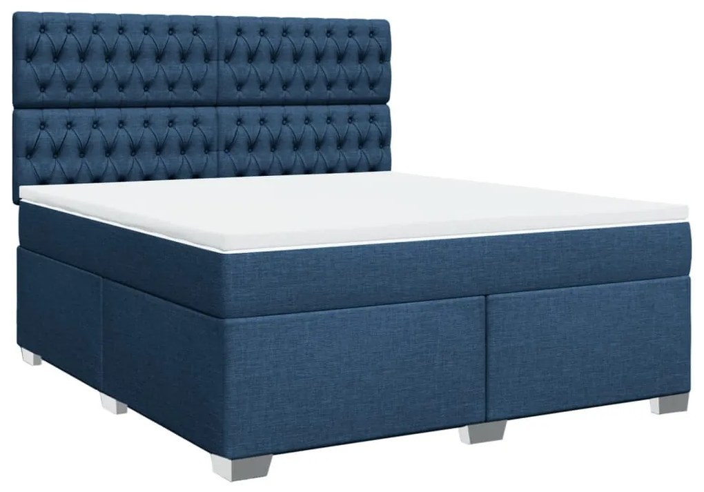 Cama com molas/colchão 180x200 cm tecido azul