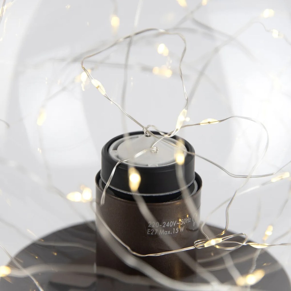 LED Hotel chique tafellamp donkerbrons met helder glas incl. E27 lichtsnoer - Pallon Trend Chique de hotel