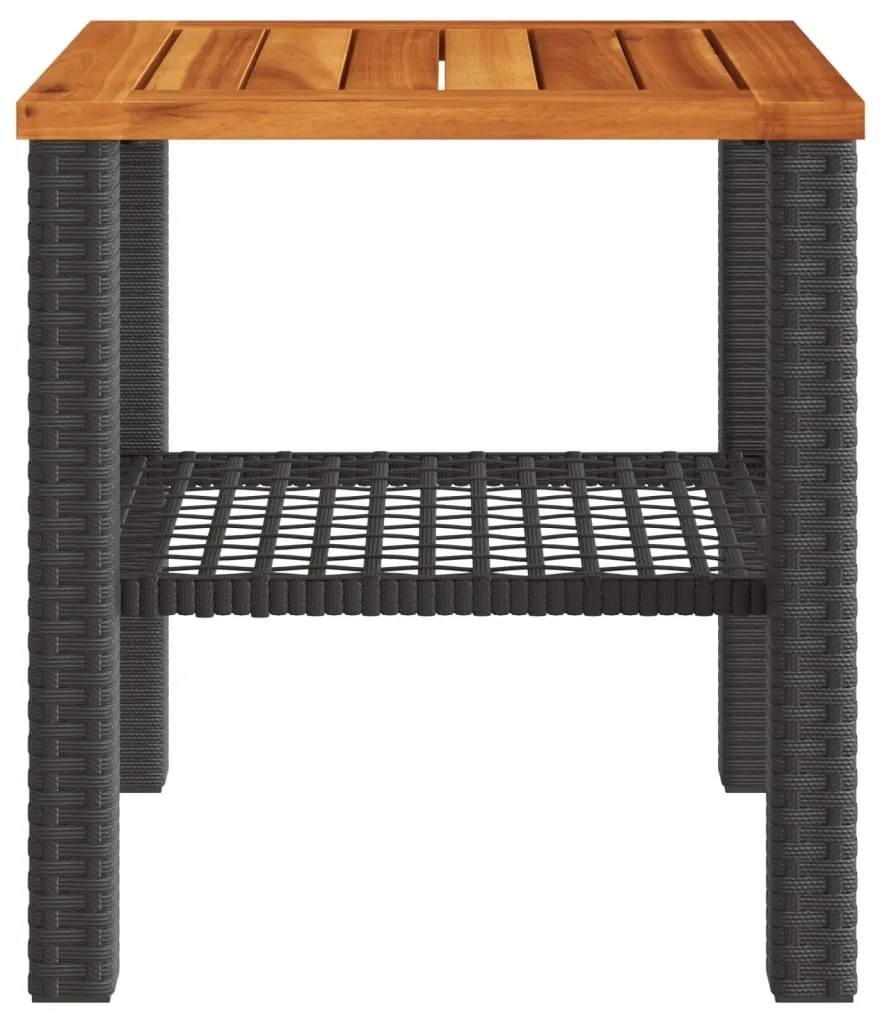 Mesa de jardim 40x40x42 cm vime PE e madeira de acácia preto