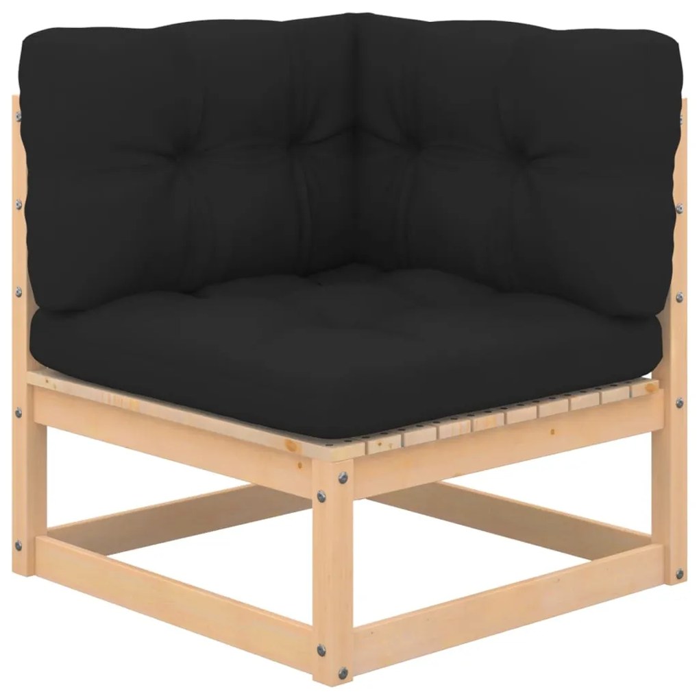 5 pcs conjunto lounge de jardim c/ almofadões pinho maciço