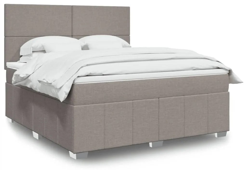 vidaXL Cama com molas/colchão 180x200 cm tecido castanho-acinzentado