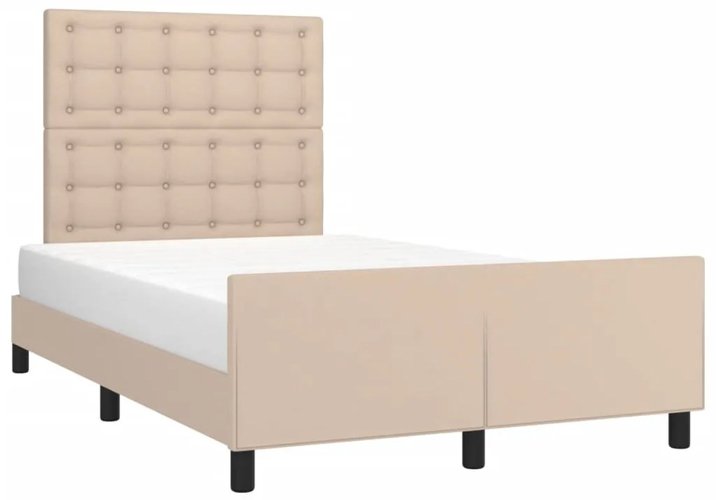 Estrutura de cama sem colchão 120x190cm couro artif. cappuccino