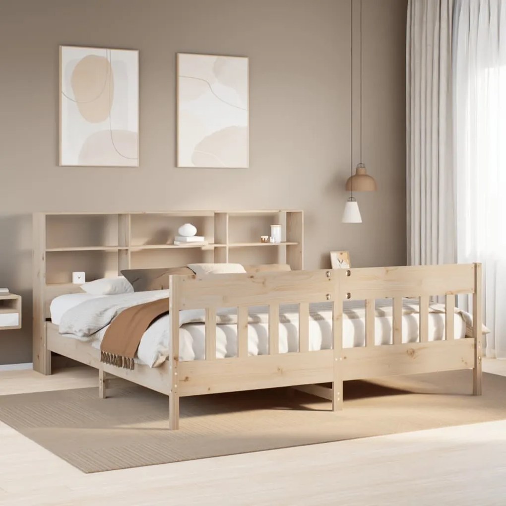vidaXL Cama sem colchão 200x200 cm madeira de pinho maciça