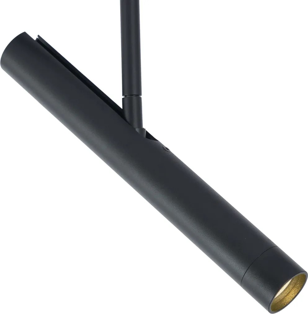 Sistema de iluminação de trilho moderno preto com 6 focos pretos monofásicos - Slimline Avery