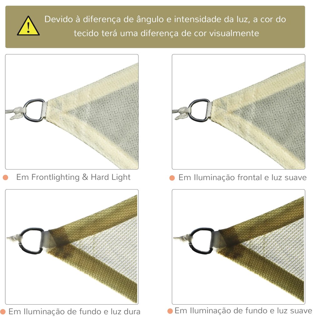 Vela de Sombra Retangular 3x4 m Toldo Vela de HDPE com Proteção UV Ane
