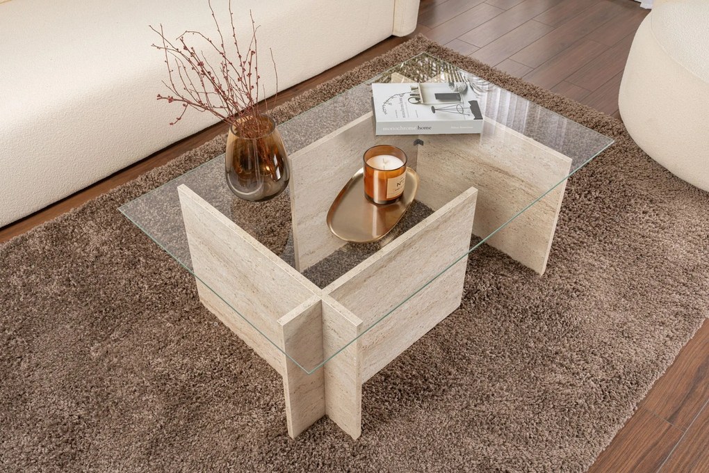 Mesa de Café Vetrino - Travertino - 105x40x65 cm