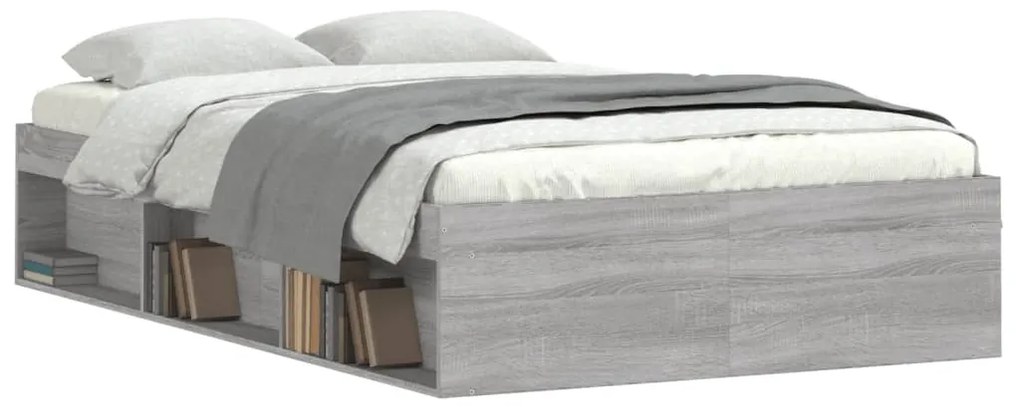 Estrutura de cama de casal pequena 120x190 cm cinzento sonoma