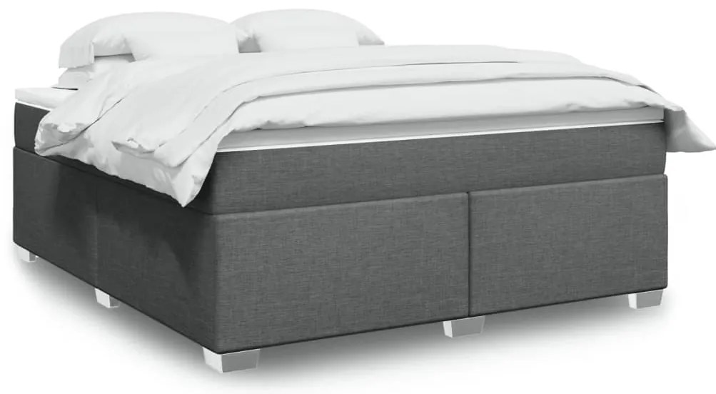 vidaXL Cama com molas/colchão 180x200 cm tecido cinzento-escuro