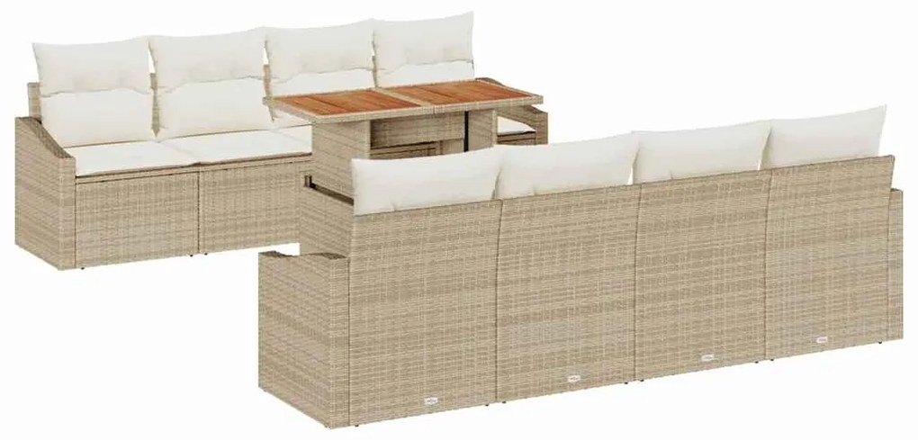 Conjunto de Sofá de Jardim com 7 Peças e Almofadas Bege