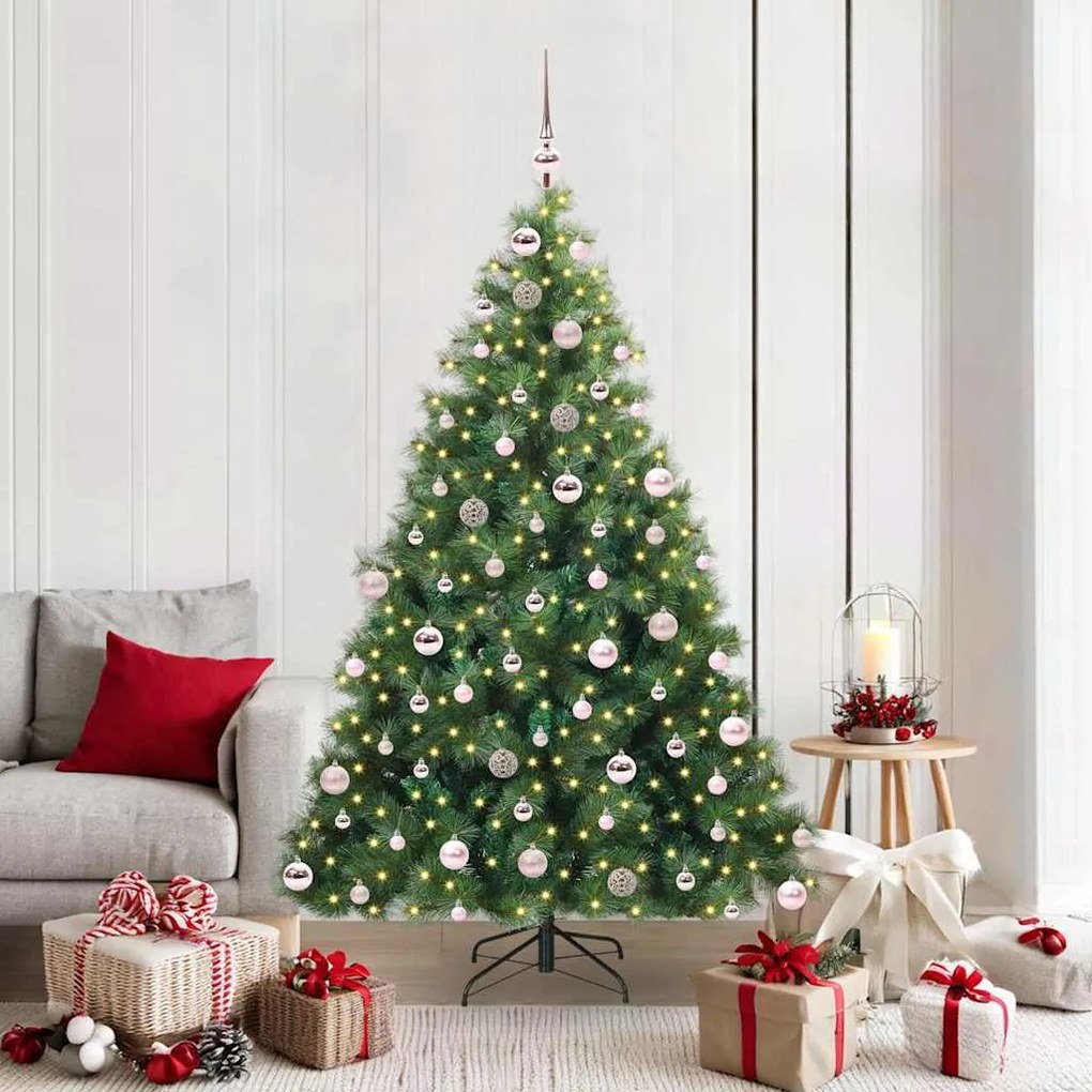 vidaXL Árvore de Natal Artificial com 300 LEDs Verde 180 cm PE e PVC