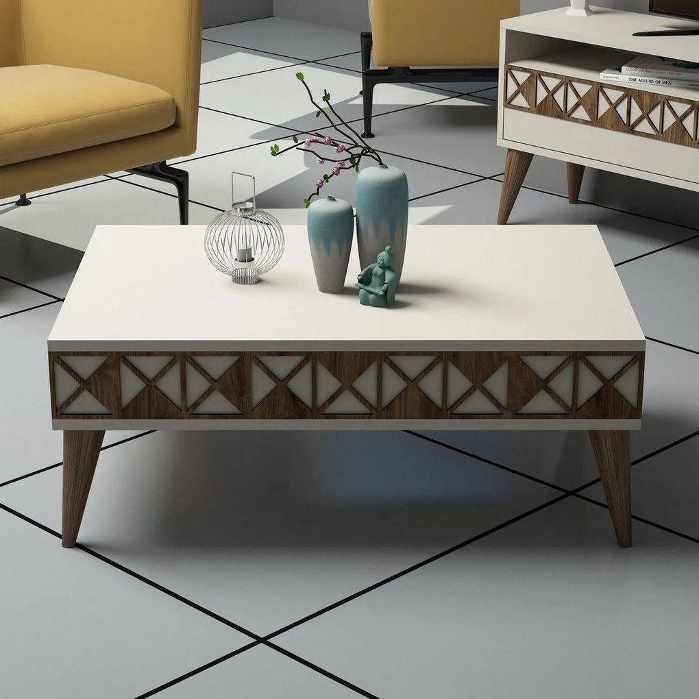 Mesa de Centro Line – Creme – 90 cm x 34,6 cm x 60 cm