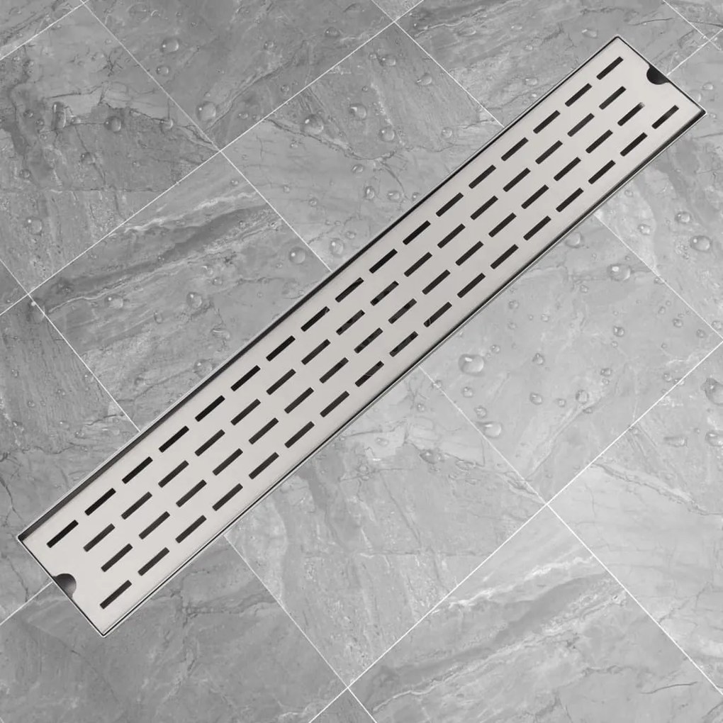 142179 vidaXL Dreno de chuveiro linear 730x140 mm aço inoxidável
