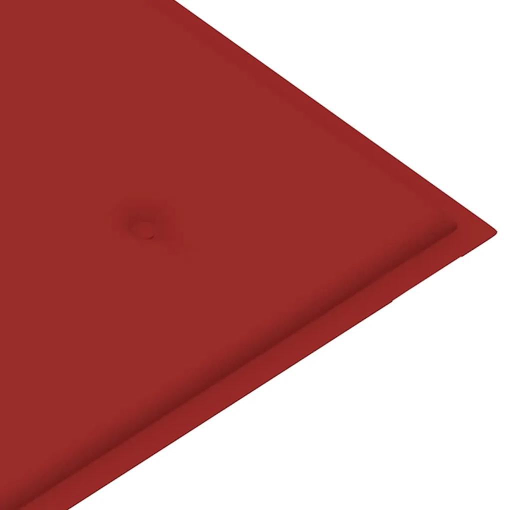 Banco de jardim c/ almofadão vermelho 112 cm teca maciça