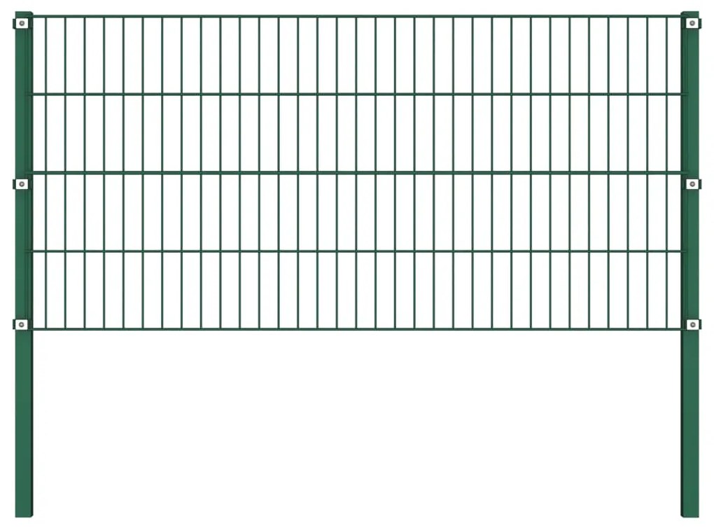 Painel de vedação com postes ferro 10,2x0,8 m verde