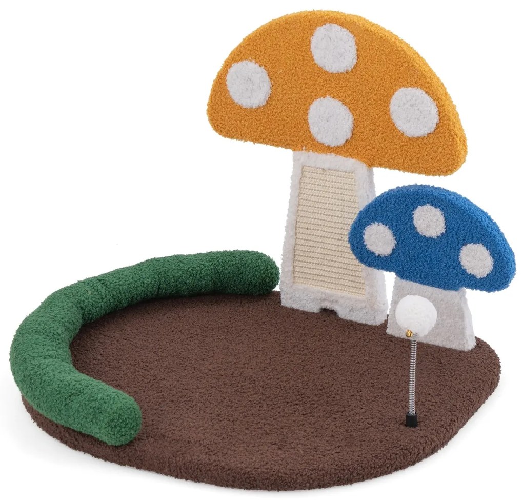 Caixa de areia para gatos de madeira com compartimentos e arranhador - marrom