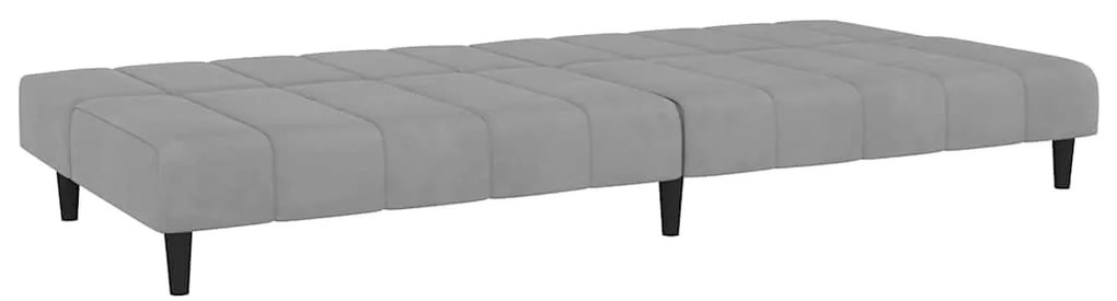 Sofá-cama de 2 lugares veludo cinzento-claro