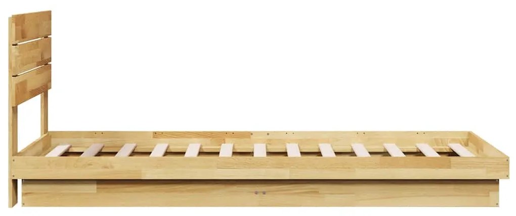 Estrutura cama cabeceira sem colchão 75x190 cm maciça carvalho