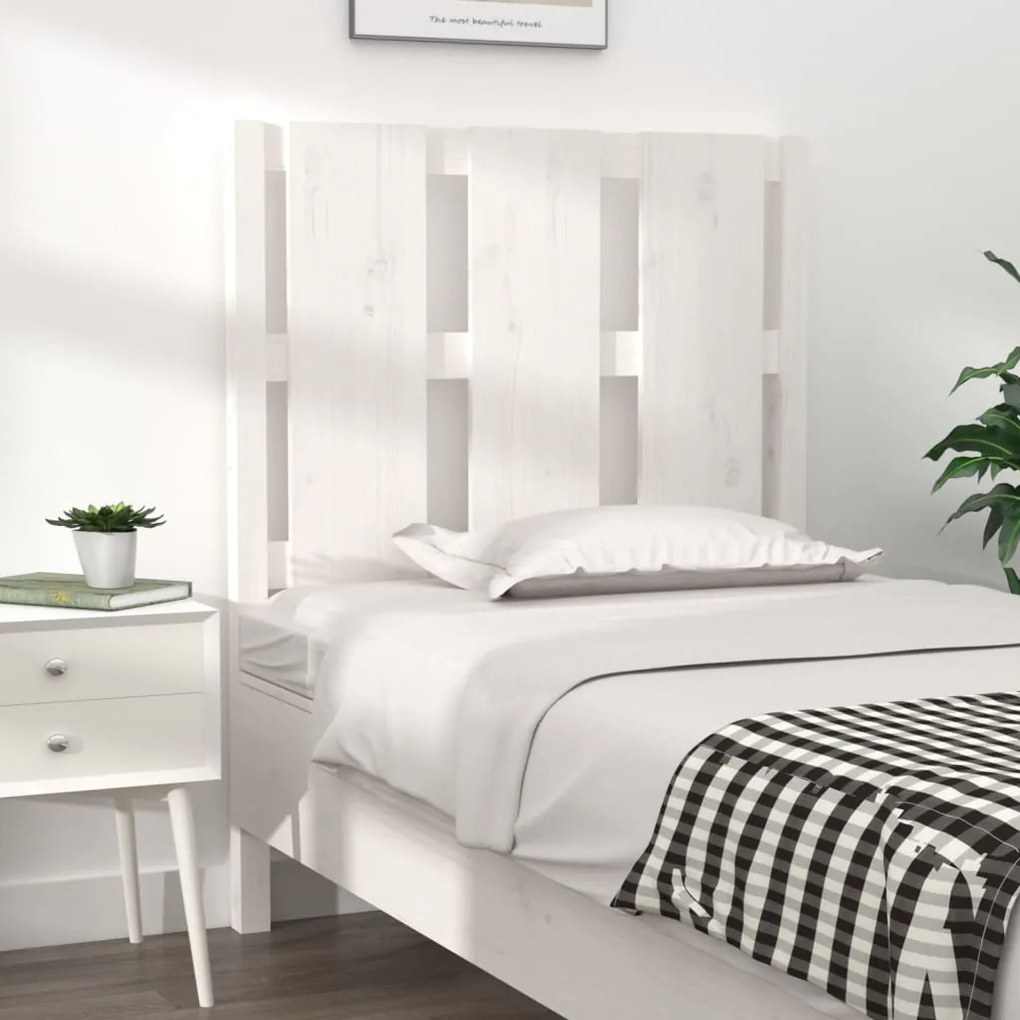 Cabeceira de cama 80,5x4x100 cm madeira de pinho maciça branco