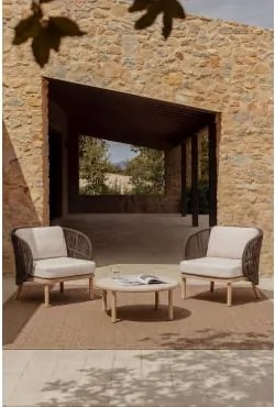 Conjunto De Jardim Com 2 Poltronas Em Corda Trançada Capri E Mesa De Centro Em Madeira De Acácia Olivia Castanho Chocolate - Sklum