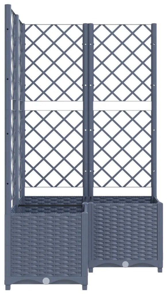 Vaso/floreira jardim c/ treliça 80x80x136 cm PP cinzento azul