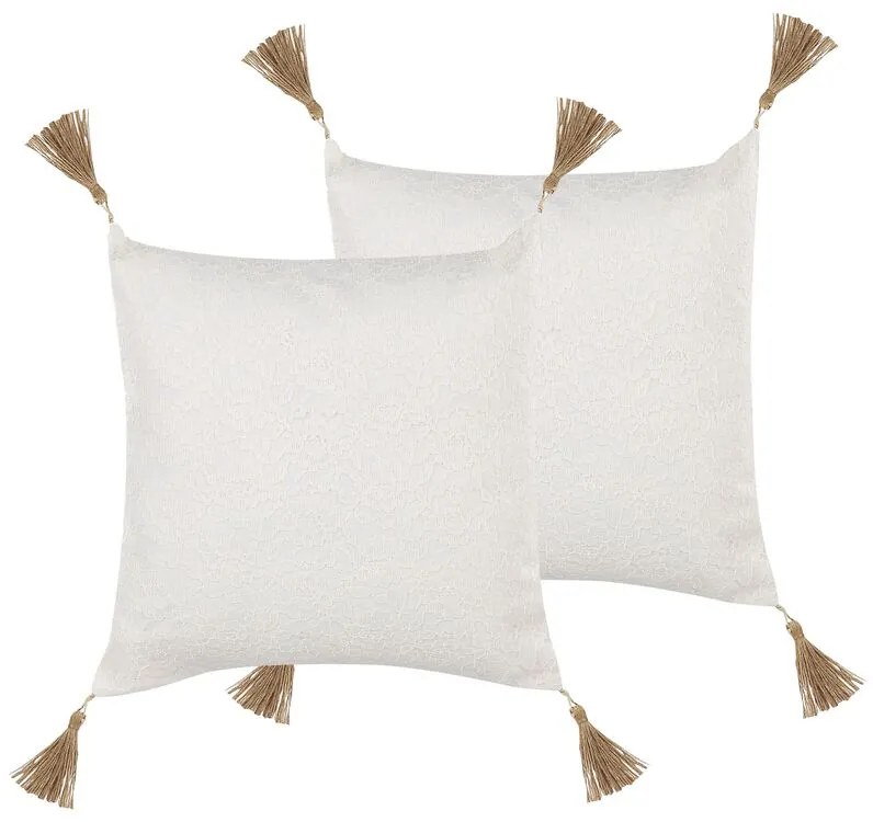 Conjunto de 2 almofadas decorativas creme com relevo 45 x 45 cm AZALEA Beliani