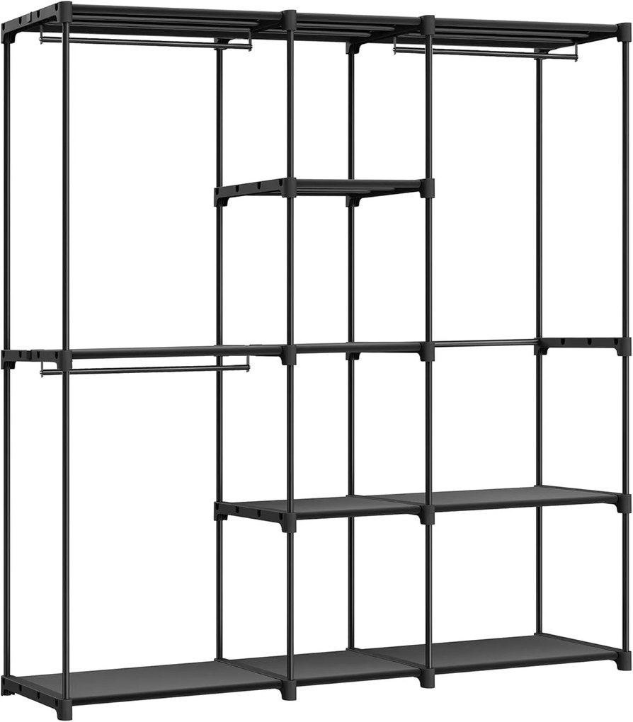 Guarda-roupa portátil aberto com prateleiras e varões para roupas | SONGMICS | 43 x 182 x 182 cm | RYG037B02.