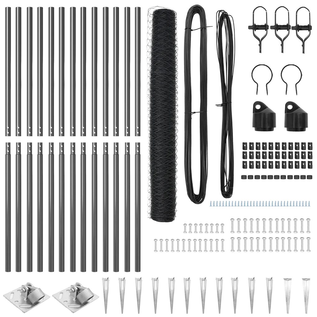 Conjunto de Cercamento Conjunto de 2 Cinza Metal Padrão Durável