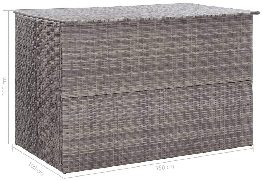 Caixa de arrumação para jardim 150x100x100 cm vime PE cinzento