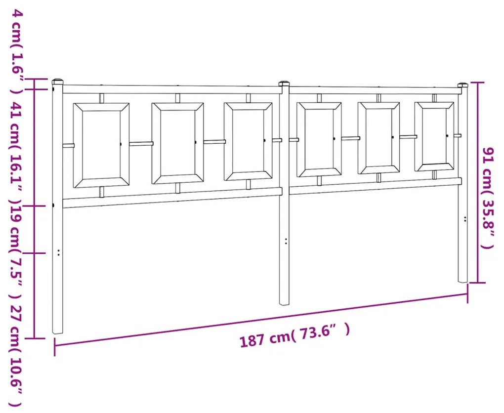 Cabeceira de cama 180 cm metal branco