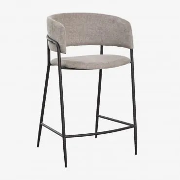 Pack De 2 Bancos Altos Estofados Nalon Negro & ↑65 Cm & Tecido Castanho Areia - Sklum