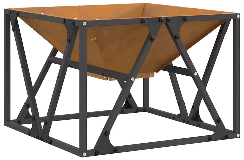 Fogo Pit Quadrado 50x50x35 cm Aço Envelhecido