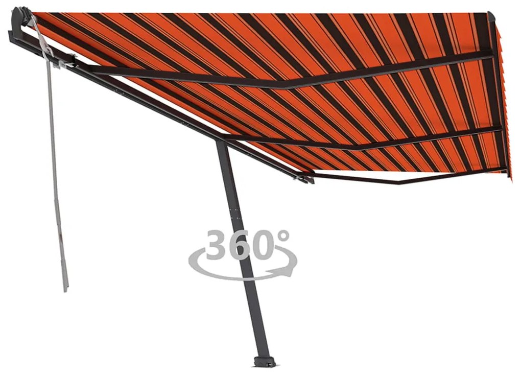 Toldo retrátil manual independente 600x350cm laranja e castanho