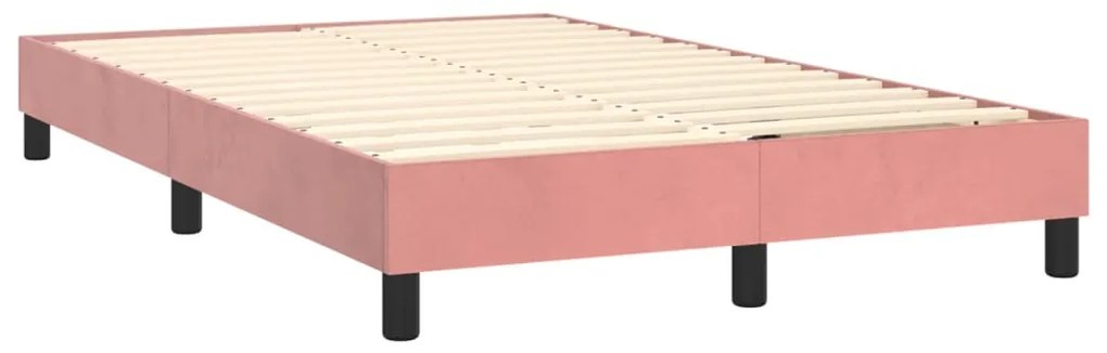 Cama box spring c/ colchão/LED 120x200 cm veludo rosa