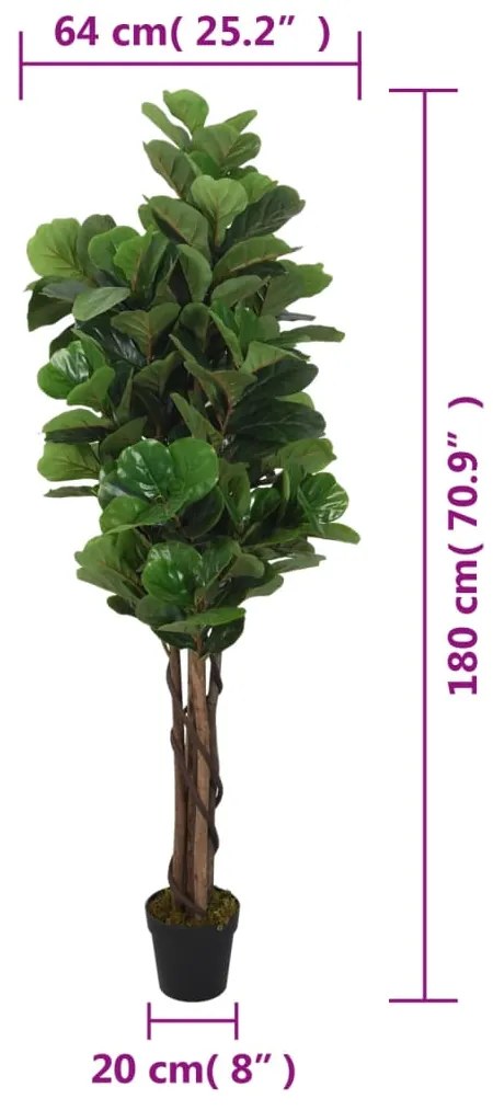 Figueira-lira artificial 232 folhas 180 cm verde