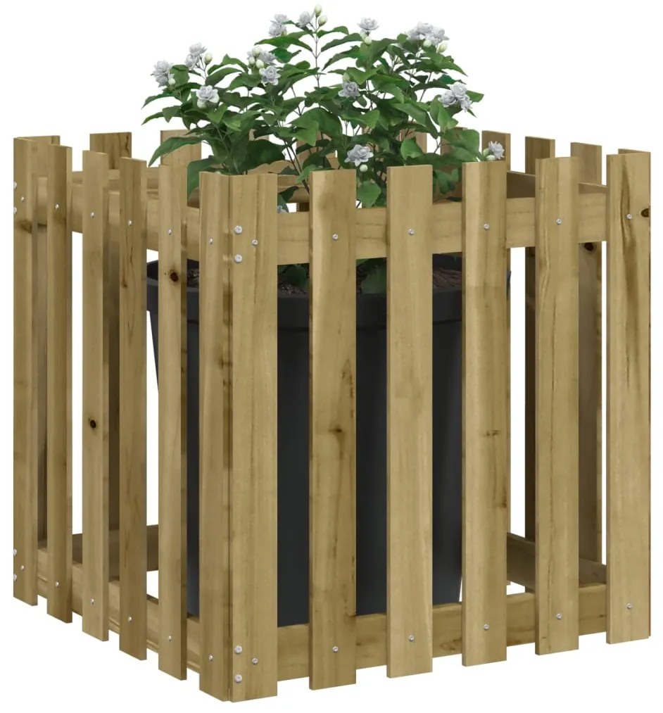 Vaso de jardim c/ design de cerca 60x60x60 cm pinho impregnado