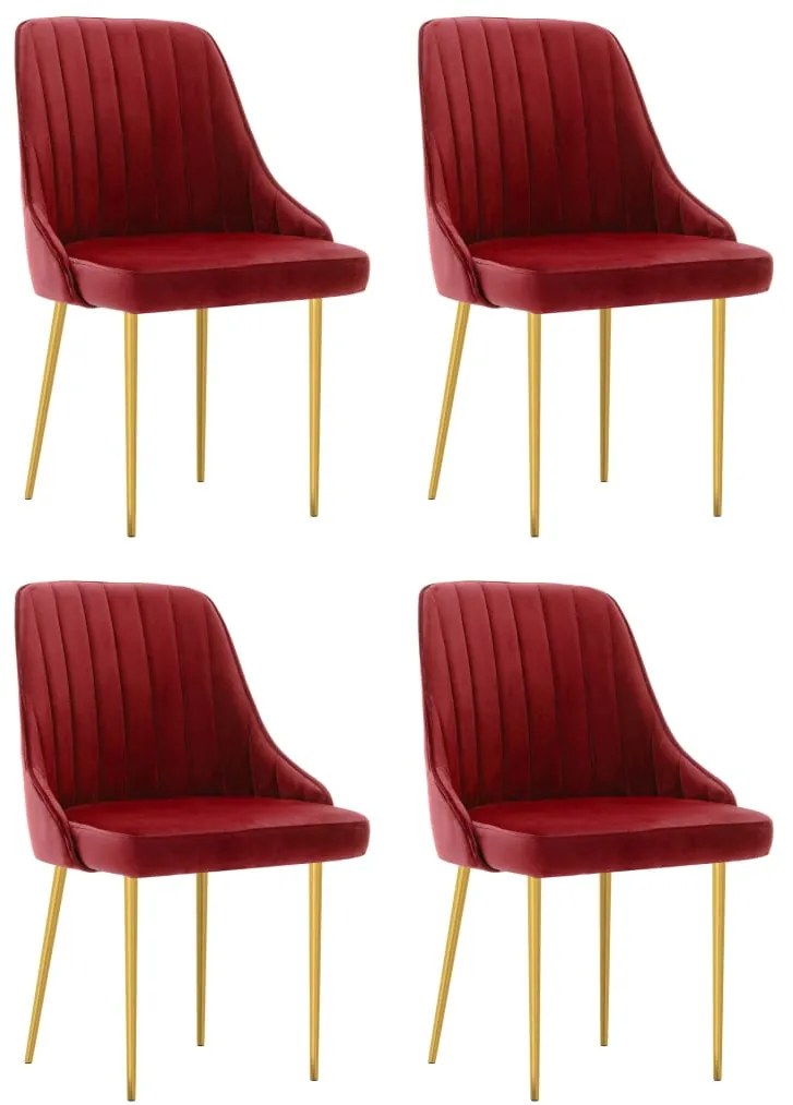 vidaXL Cadeiras de jantar 4 pcs veludo vermelho tinto