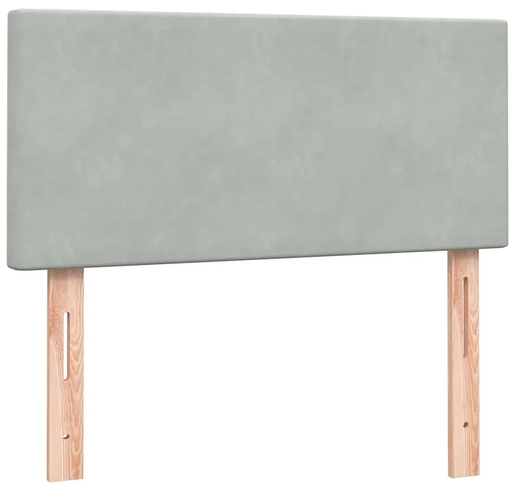 Cama com molas/colchão cinzento-claro 90x220 cm veludo