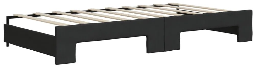 Sofá-cama com gavetão e gavetas 90x190 cm tecido preto