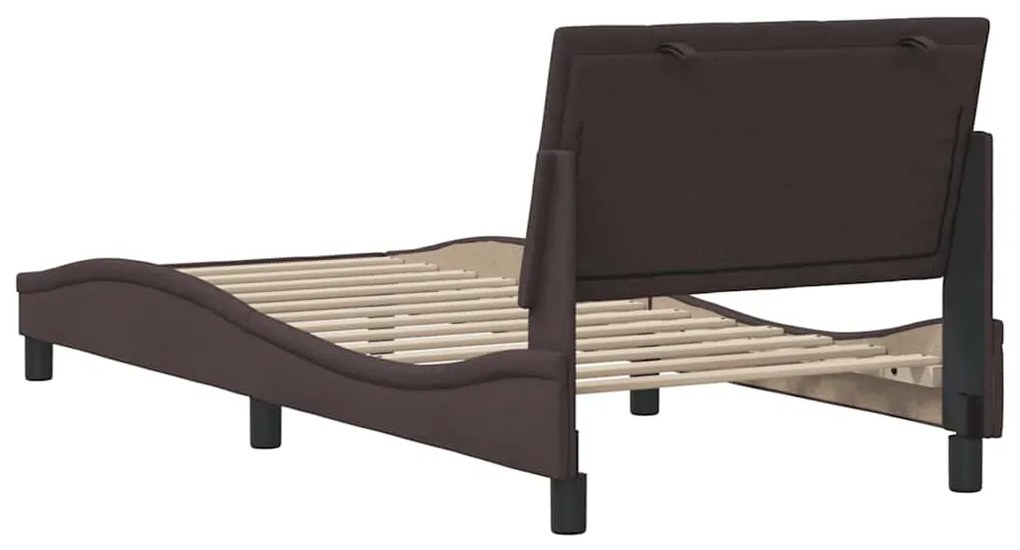 Estrutura de cama sem colchão 90x200 cm tecido castanho-escuro