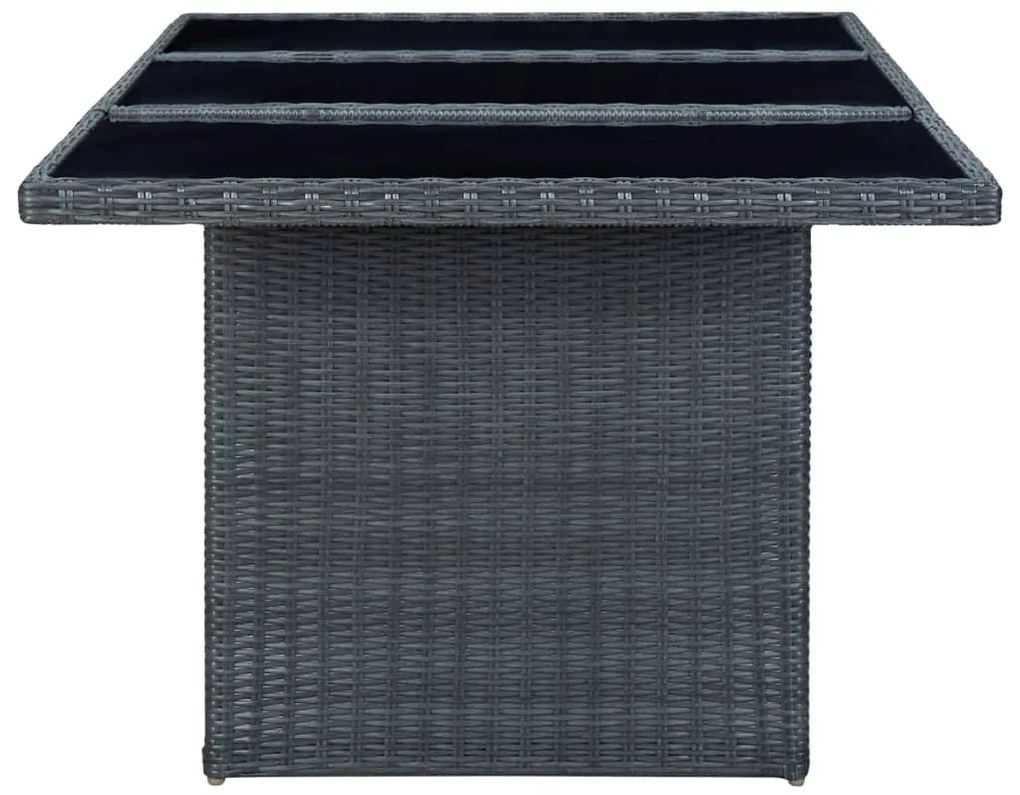 7 pcs conj. jantar exterior c/ almofadões vime PE cinza-escuro