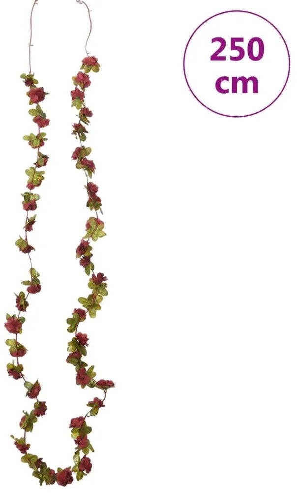 Grinaldas de flores de Natal 6 pcs 250 cm vermelho-tinto