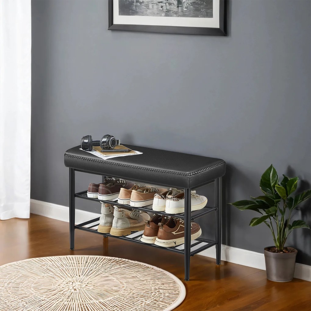 Banco entrada para sapatos Coleção EKHO 30 x 80 x 50 cm Preto